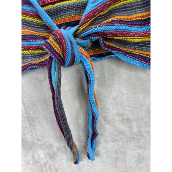 All Things Mochi Lana Wrap Top in Multi Rainbow Crop Sweater Knit Size XS - Picture 7 of 12